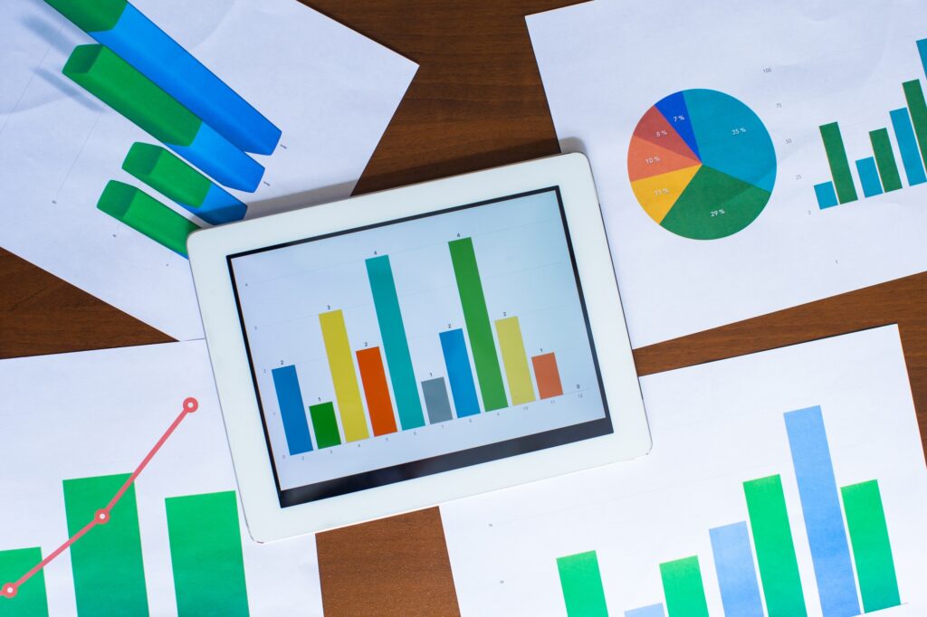 Business chart showing financial success on paper